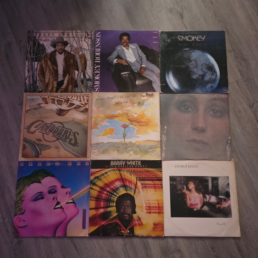 Vinyl Record Lot 9 LPs R&B Soul Disco 80s 90s Smokey Barry White Cher Gladys